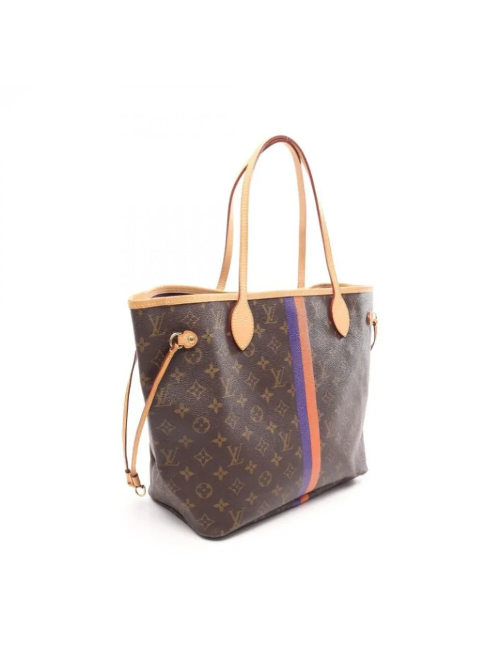 Louis Vuitton Tote Neverfull MM My LV Heritage Orange Purple Canvas Leather